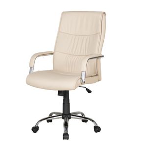 Cadeira Escritorio Presidente BLM107P Blume Tela Mesh Bege Base Rodizio Cromado PU